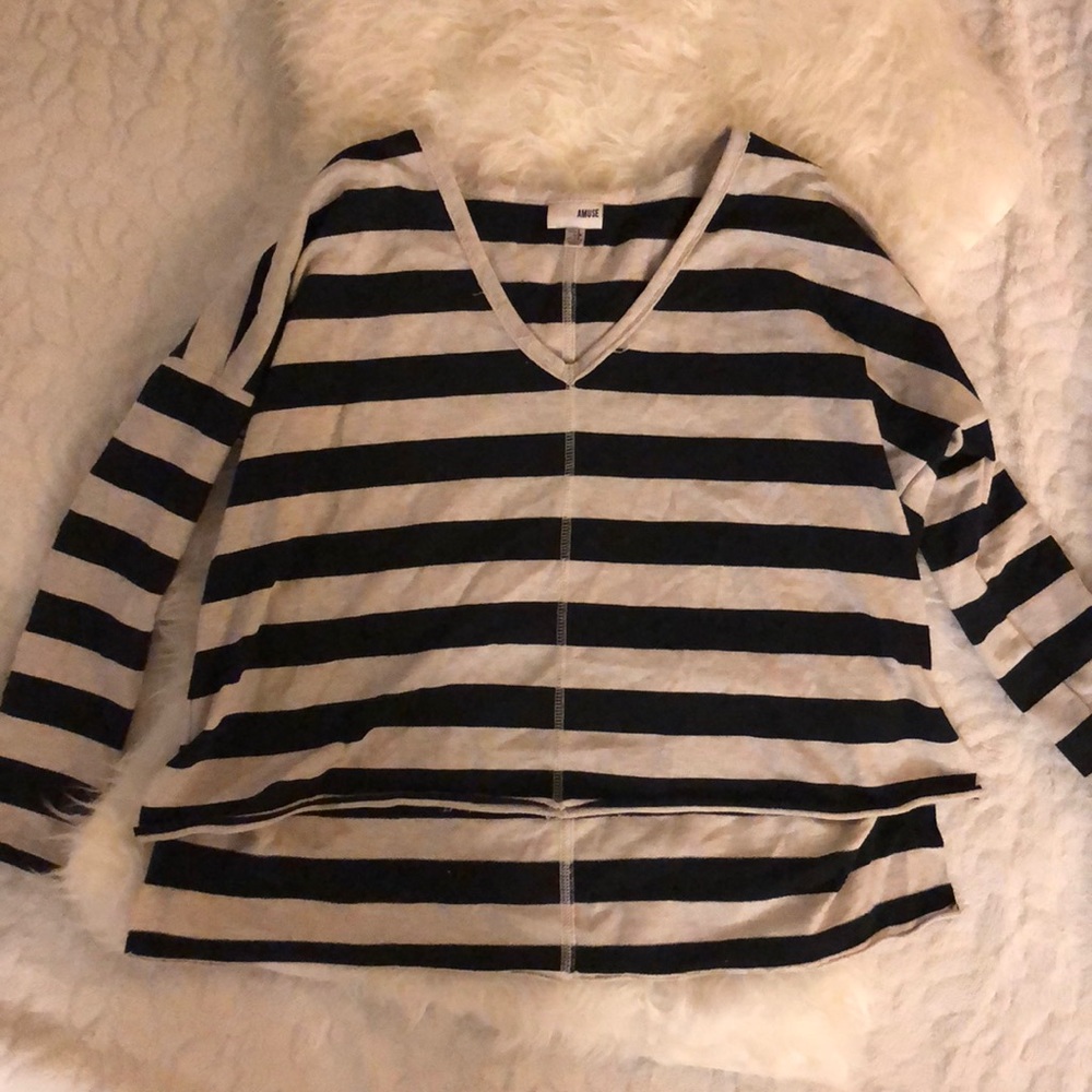 Amuse Society oversized Striped Sweatshirt